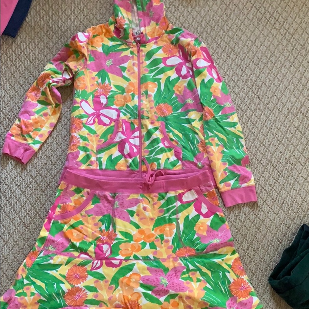 Vintage Lilly pulitzer zip up and skirt set